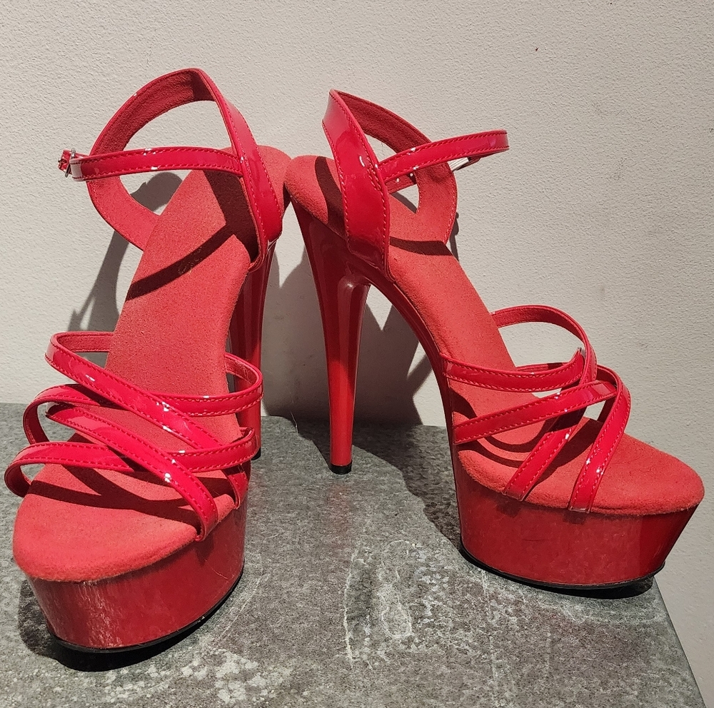 Red Patent Strappy High Heels